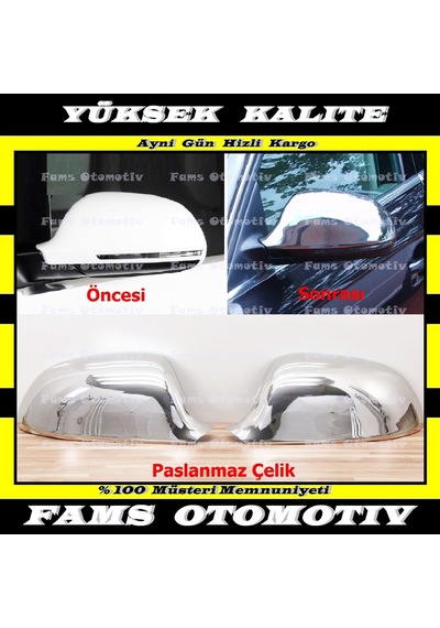 Audi A6 C6 Krom Ayna Kapağı 2 Prç. 2008-2011 P. Çelik