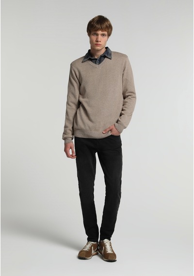 Colin's Colins Regular Fit V Yaka Düz Erkek Bej Kazak Cl1066745 Q1.v2 Bme