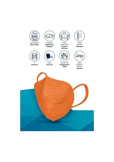 Musk Ffp2 Maske Turuncu Renk 10 Adet