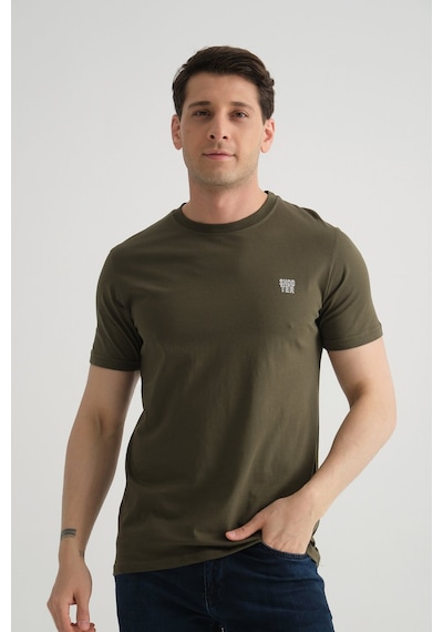 Shooter Sportwear Shooter Erkek Pamuklu Esnek T-shirt Standart Kalıp Minimal Logolu Haki