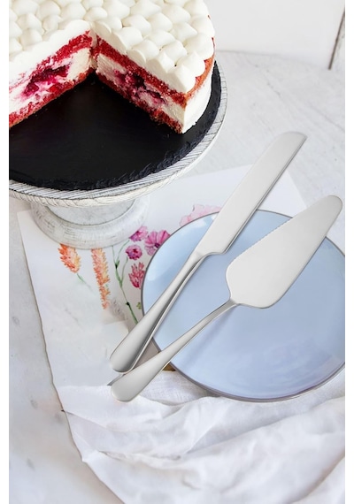 Çelik Silver Pasta Spatula Bıçak Seti Kek Sunum Cin615by 0