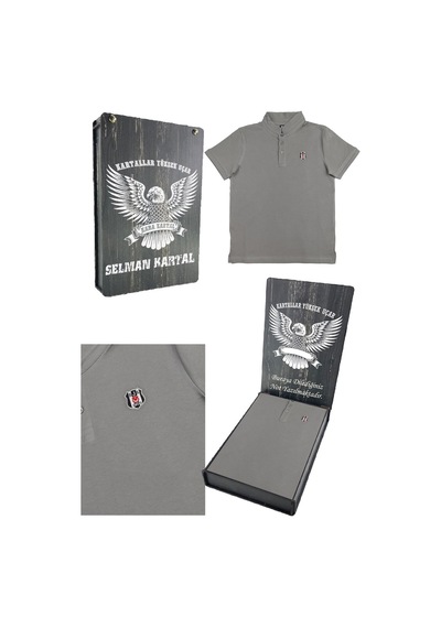 Beşiktaş Polo Yaka Çocuk T-shirt Kişiye Özel Ahşap Kutu 001