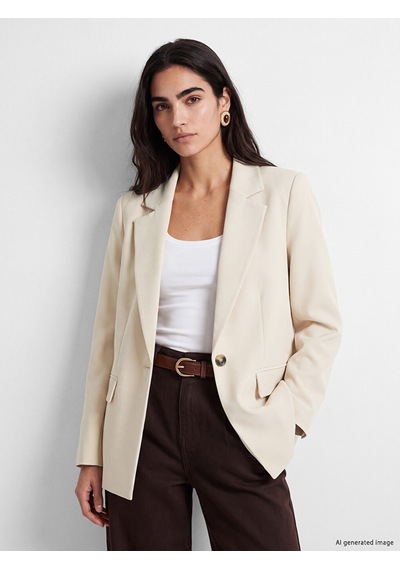 Lcw Vision Bej Krep Kadın Blazer Ceket