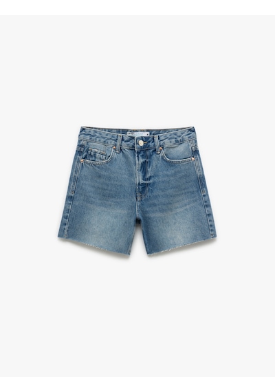 Koton Düğmeli Cep Detaylı Mini Rahat Kalıp Denim Şort Orta İndigo 5sal40002md İndigo