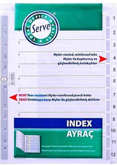 Serve Seperatör A4 1-12 Rakam Karton
