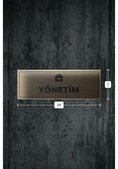 Yönetım Yazılı - Metal - Gold Renk - Kapı İsimliği - 20x7 Cm