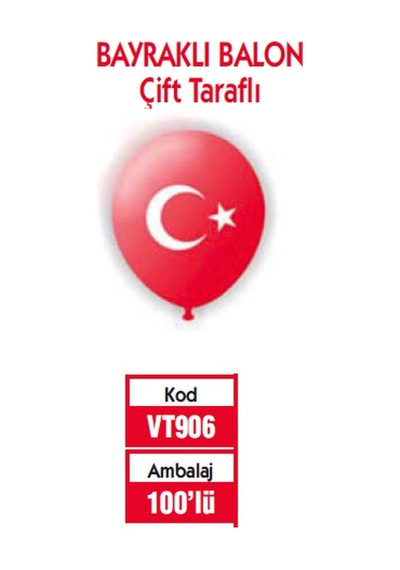 Vatan Balon Ayyıldız Baskılı 100 Lü Vt906 Çok Renkli