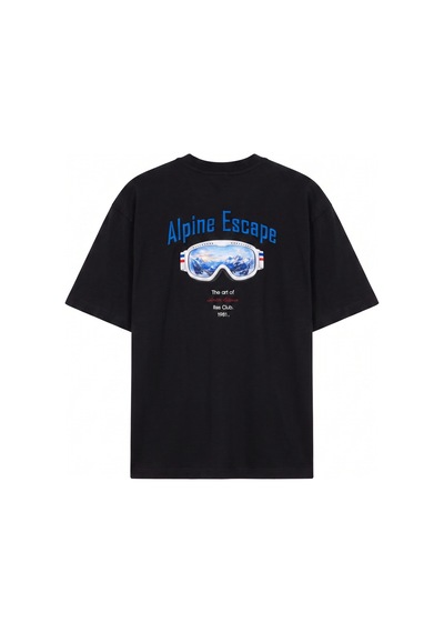 Respire Erkek Alpine Nakışlı Oversize T-shirt Siyah Respire Erkek Alpine Nakışlı Oversize T-shirt Siyah