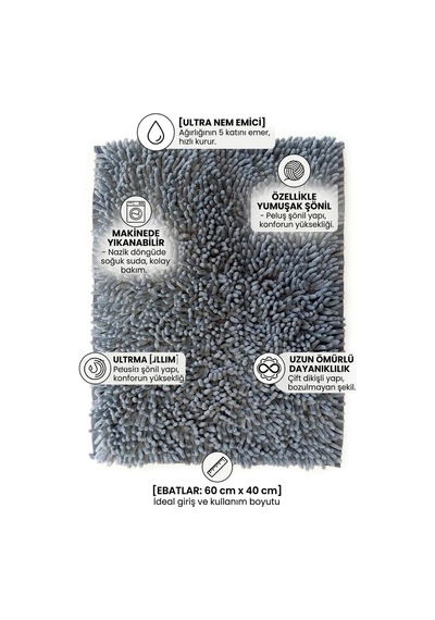 Süper Emici Mikrofiber Köpek Kapı Paspası, Yıkanabilir Şönil Evcil Hayvan Halısı, Hızlı Kuruyan Giriş Paspas
