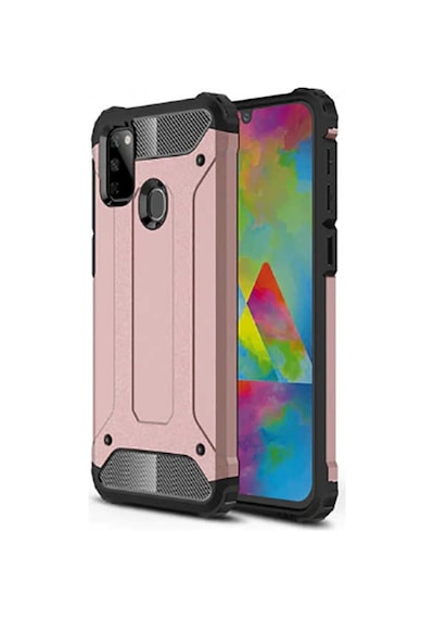 Noktaks - Samsung Galaxy Uyumlu M21 - Kılıf Çift Katman Zırh Tank Crash Military Kapak - Rose Gold