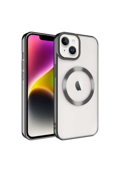 Apple Uyumlu iPhone 14 Kılıf M-safe Wireless Şarj Özellikli Zore Setro Silikon Siyah