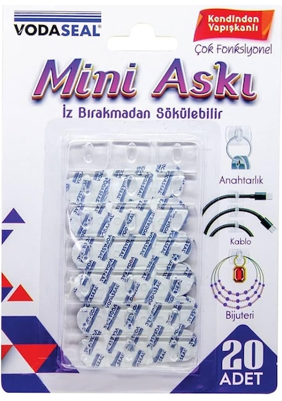 Yapışkanlı Banyo Lavabo Mutfak Askılık Şeffaf Plastik Sağlam Asma İz Bırakmayan Mini Askı 20 Adetli Set Çok Renkli