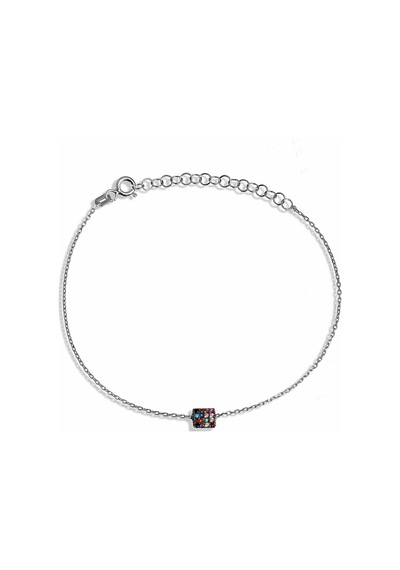 Argentum Concept - Renkli Taşlı Gümüş Kare Bileklik - B050501