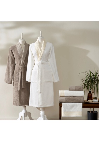 Taç Zen Pure Cotton Pamuk Aile Seti Ekru Bej Ekru