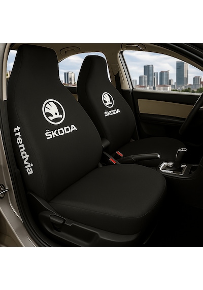 Skoda Uyumlu Ön Arka Koltuk Kılıfı Penye Servis Tipi Oto Koltuk Koruma Seti Siyah