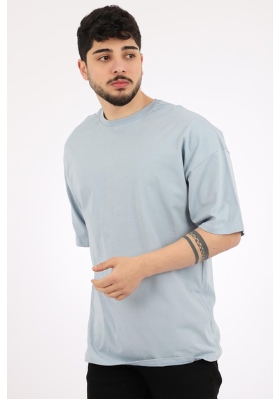 Stil Kombin Düz Basic Oversize Erkek Tişört Bld