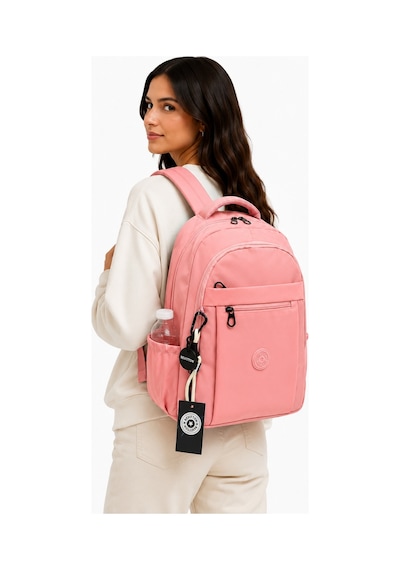 Su Geçirmez Kumaş Unisex Okul Çantası Pudra Renk Okul Sırt Çantası 2300 Pudra Pembe