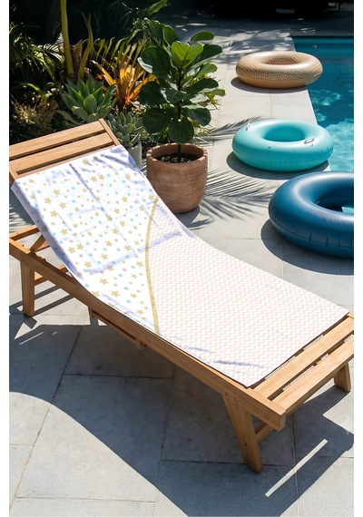 Yıldızlı Zigzag Çocuk Plaj Havlusu - Pastel Modern Havuz Deniz Hızlı Kuruyan Mikrofiber Havlu Çok Renkli