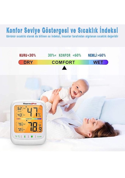 ThermoPro TP359 Akıllı İç Mekan Sıcaklık ve Nem Ölçer Termometre