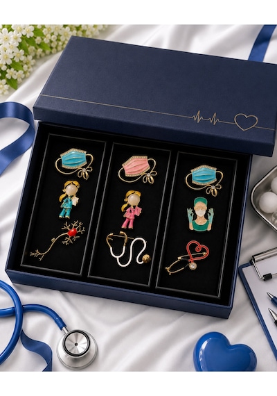 Doktor Temalı Premium Broş Seti Günlük Kombinlere Şık Dokunuş 7 Renkli