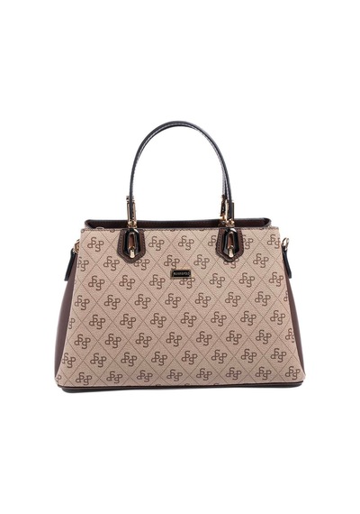 Silver Polo Sp1253 Kadın El Çantası Monogram Koyu Bej-kahve