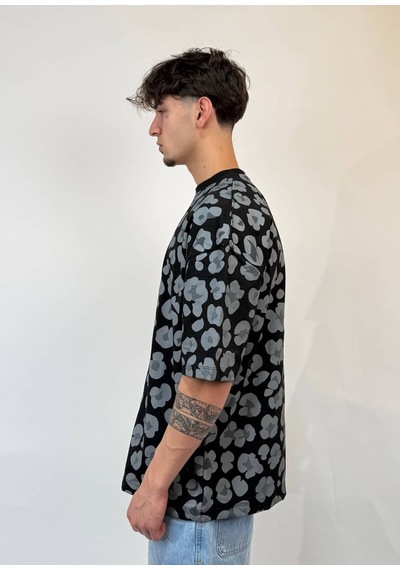 Zaee Urban Leopar Oversize Tişört Siyah
