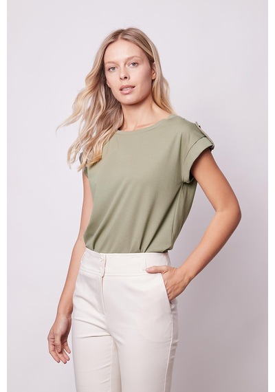 Jument Kadın Kaliteli Likrasız Span Kumaş Geniş Sıfır Yaka Duble Kollu Apoletli Düğmeli T-shirt Bluz-haki Haki Jument Kadın Kaliteli Likrasız Span Kumaş Geniş Sıfır Yaka Duble Kollu Apoletli Düğmeli T-shirt Bluz-haki Haki