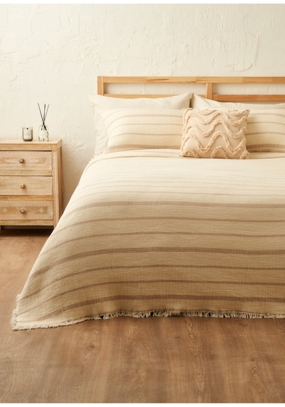Bella Maison %100 Pamuk Bahama Müslin Dolgulu Çok Amaçlı Çift Kişilik Yatak Örtüsü Seti Krem 230x250 Cm Krem
