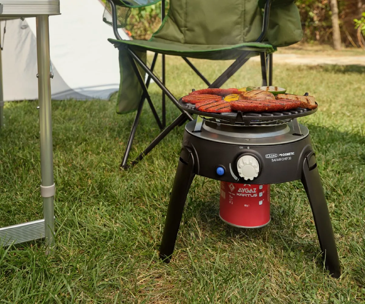 Cadac Safari Chef 30 Hp Kartuşlu Barbekü - Piezo Ateşleme Sistemli, Siyah Siyah