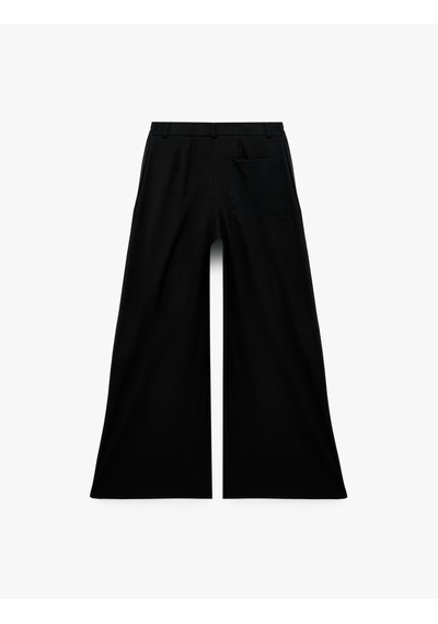 Koton Cepli Bol Kesim Geniş Paça Kumaş Baggy Pantolon Siyah 7wak40102pw