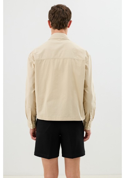 Antioch Modal Karışımlı Crop Fit Erkek Gömlek Ekru