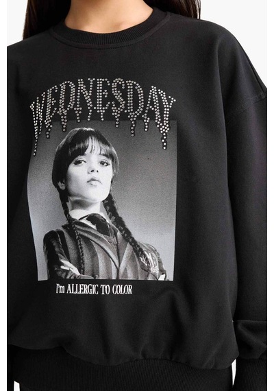 Defacto Kız Çocuk Wednesday Oversize Geniş Kalıp Bisiklet Yaka Sweatshirt G0440a825aubk81 Siyah Defacto Kız Çocuk Wednesday Oversize Geniş Kalıp Bisiklet Yaka Sweatshirt G0440a825aubk81 Siyah