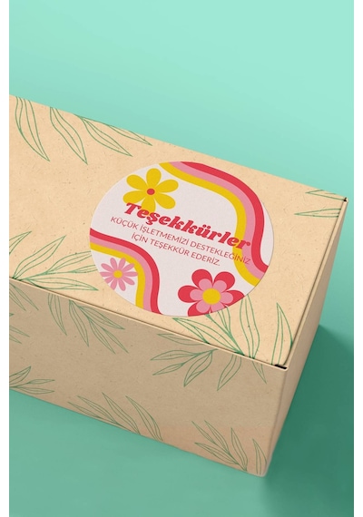 Thank You Renkli Yuvarlak Teşekkür Etiketi Sticker 3x3cm St2076 Çok Renkli