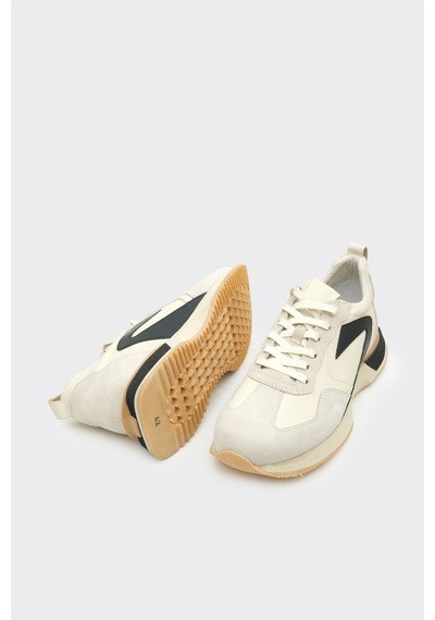 Derinet Hakiki Deri Comfort Erkek Sneaker Bej Bej