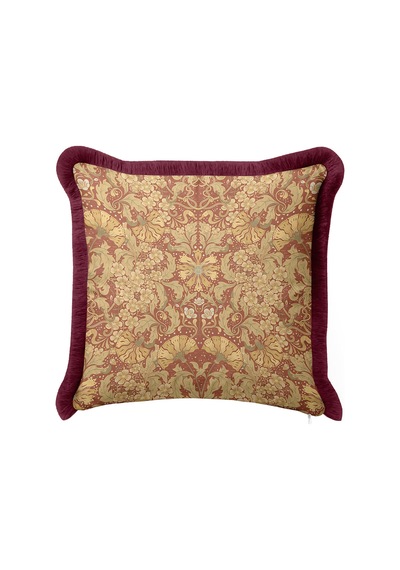 Saray Ihtişamı Saçaklı Yastık Kılıfı - Vintage Lüks Bohem Bordo Altın Renkli Püsküllü Kırlent Kılıfı Göl Çiçeği