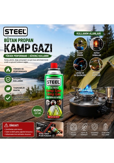 Bütan Gaz Kartuşu 220g &amp 400ml - Piknik Ve Kamp Çok Renkli