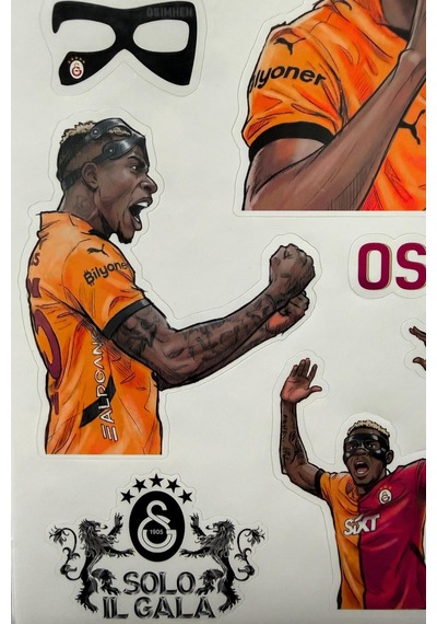 X Dekomus Lisanslı Galatasaray "victor Osimhen" Sticker Sheet Altın