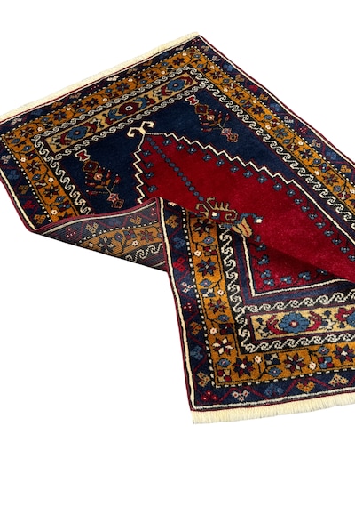 El Dokuma Yahyalı Halısı Sıfır Namazlık 83x130 Kök Boya %100 Yün Seccade Kırmızı