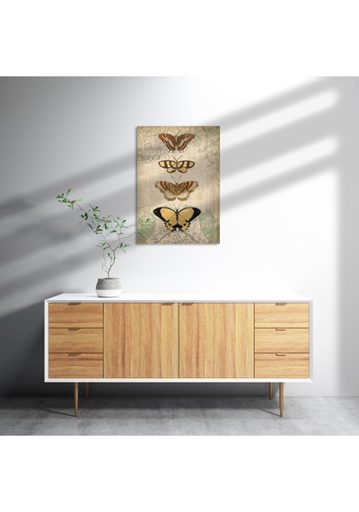 Cakasepetim Kart Postal Ve Kelebekler Görseli Ahşap Mdf Tablo