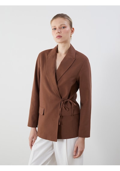 Lcw Vision Kahverengi Keten Karışımlı Kadın Blazer Ceket