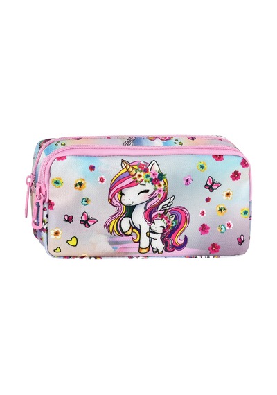 Waddell Pembe Unicorn Desenli 2 Cepli Kalem Kutusu,kalemlik