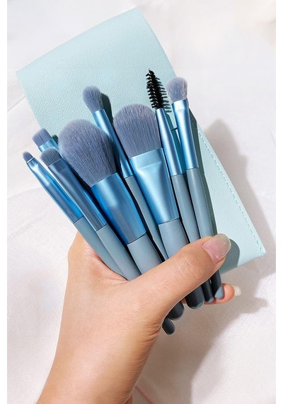 Lexroo 8 Parça Deri Makyaj Fırçası Seti Fondöten Far Pudra Eyeliner Fırça Set Cin828mv