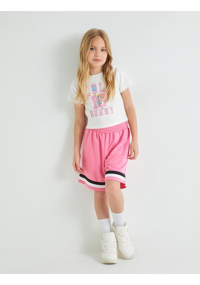 Koton Şort Renk Bloklu Beli Lastikli Pembe 4skg40238ak Pembe