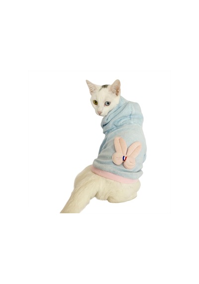 Kemique Blue Pink Bunny Sweatshirt Kedi Süveteri