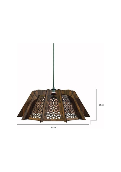 Selçuklu Motif Ahşap Vintage Rustik Salon Avize Ceviz 30x13