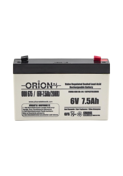 Orion 6v 7.5ah Bakımsız Kuru Akü -
