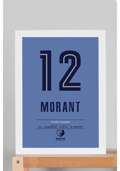 Ja Morant Forma Çerçeveli Tablo - Nba Memphis Grizzlies Jersey