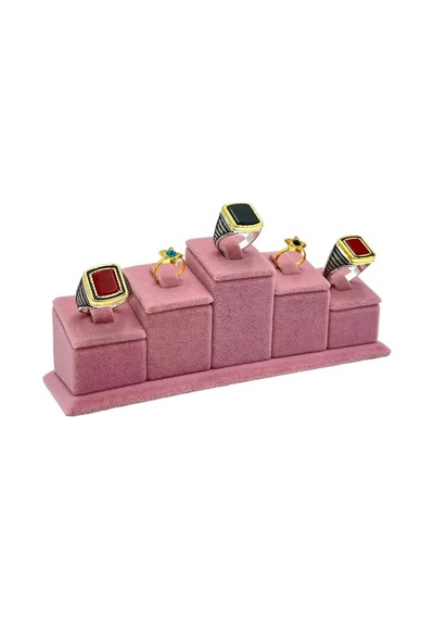 5 Li Grup Yüzük Standı Düz Süet Pembe Pembe