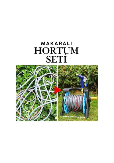 Makaralı Hortum Seti 20 Metre Bahçe Sulama Ve Araç Yıkama Seti 1/2 İnç Bahçe Ve Oto Yıkama Seti