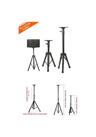 Profesyonel Yükseklik Ayarlı Hoparlör Standı Tripod Ayaklı Ses Sistemi Sehpası